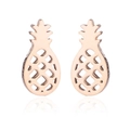 Macro shot of rose gold pineapple stud earrings featuring intricate hollowed-out texture - Rose Gold