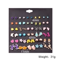 Set of 30 pairs of assorted stud earrings including hearts and animals on black card - 30 Pairs Animal Heart Geometric Combination Set (E1043-1)