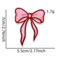 Dettaglio delle dimensioni della toppa a fiocco ricamata rosa, 7 cm x 5,5 cm di altezza - Toppa Fata 2# (Fiocco)