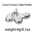 Ciondolo a goccia in metallo fluido argento lucido in acciaio inossidabile 304 - TP0785 Linee Fluide / Argento