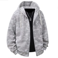 Men's grey acid wash zip hooded sweatshirt with vintage street style and white drawstring - S / Hoodie-White Gray Marble