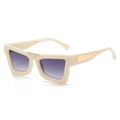 Occhiali da sole squadrati stile street bianco crema con lenti sfumate viola - Montatura Beige Lenti Grigie