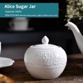 Zuccheriera Alice in ceramica bianca 220ml con rilievo vintage e coperchio per tè - 220ML Zuccheriera Dolly