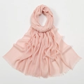 Breathable light pink slub cotton scarf for women featuring elegant fringe tassel edges - 28# Pink
