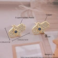 Orecchini Hamsa in rame placcato oro con zirconi blu e bianchi design occhio - Zircone Blu/Malocchio (EM07-8) / Oro/Blu