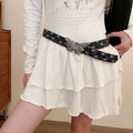 Ceinture noire à paillettes Y2K avec grande boucle papillon argentée pour femme - 75# Noir Papillon Paillette