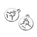 Vintage silver coin charm with abstract face engraving for DIY jewelry making - Round 5 Large 13g / 4 Pieces Per Pack
