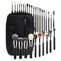 Professionele 30-delige make-up borstelset met zwarte handvaten en grote stoffen opbergtas - Zwart - Met Handtas
