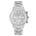Luxurious silver chronograph watch for men fully iced out with sparkling diamonds - Silver White