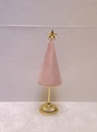 Pink velvet cone jewelry stand with gold star top and circular metal base display - Light Pink