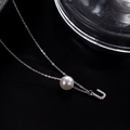 Elegant S925 silver necklace with white pearl and sparkling letter U zircon pendant - Letter U
