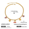 Détails du collier de perles avec breloques cerise et caractéristiques en acier - Collier de Perles (JDN0112052)