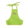 Green puppy apron with purple lazy text print for small pet stomach protection - S / Grass Green