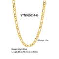 Detail view of gold Figaro chain necklace showing width, weight, and adjustable length spec - Figaro Chain Style (YYN023034-G)