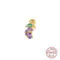 S925 sterling silver gold-plated grape cartilage stud with purple and green zircons - Eggplant