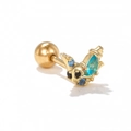 Golden butterfly cartilage stud with blue marquise crystal and screw back ball - EGD1418 Bird Shape / Gold