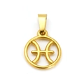 Polished gold stainless steel Pisces zodiac charm with minimalist cutout circular design - Pisces (SP641G-12)