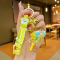 Luminous dice keychain with bright yellow silicone strap and macaron bead pendant - Yellow Luminous Color Bean Lollipop
