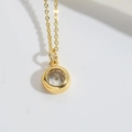 Elegant gold bear pendant necklace with sparkling zircon stone on a fine metal chain - Round Style (XL3232-6)