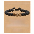 Adjustable men's beaded bracelet with tiger eye stones and matte black onyx beads - To My Amazing Boyfriend