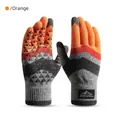 Winter knitted gloves in orange patchwork with silicone palm grip for outdoor cycling - One Size / DZ121 Maple Yellow/Orange