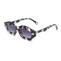 Retro polygonal sunglasses with ink-splatter frame and purple gradient lenses - Tortoise Frame Gradient Gray