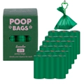Eco-friendly biodegradable lavender dog poop bags, 18 rolls pack with green dispenser - Boxed with Clip / 18 Rolls Set / Green
