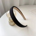 Classic black wide headband with soft velvet texture and comfortable inner beige lining - Black