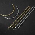 Polished silver and gold stainless steel O-link chains with rectangular pendants - Bracelet / 6mm / Silver