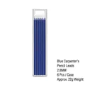 Set of 6 blue 2.8mm woodworking lead refills in transparent storage box - Blue Lead Refills (6 Pcs/Box)