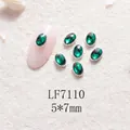 Strass ongle ovale vert émeraude avec monture argentée modèle LF7110 5x7mm - Base Argent Vert Émeraude (LF7110) / 5X7mm