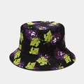 Bob noir unisexe avec imprimé de raisins violets pour la protection solaire d'été - Motif Raisin Noir