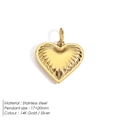 14K gold plated stainless steel heart pendant with sunburst texture, size 17x20mm - Radiant Texture Heart (WP38478) / 17x20mm / Gold