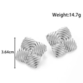 Orecchini geometrici quadrati con effetto stropicciato in argento lucido, altezza 3,64 cm - Stile Ondulato Irregolare (YE-066) / Argento