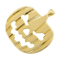 Vintage gold hollow pumpkin pendant with horizontal striped texture for Halloween - Pumpkin / Gold