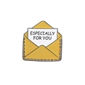 Spilla smaltata ispiratrice a forma di busta gialla con testo Especially For You - Busta a Quadri Gialla-ESPECIALLY FOR YOU