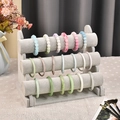 Three-tier grey velvet jewelry stand for organizing bracelets and bangles - Flannelette / Triple Layer / Gray