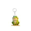 Detail of 3D-effect acrylic frog keychain with vibrant green skin and metal ring - 3D Visual Effect Style(6)