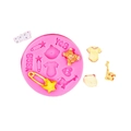Pink silicone baby mold for fondant shapes like bears and baby clothes on white background - 5# (Bear/Clothes/Giraffe) / Pink