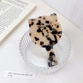 Cat-shaped handheld mirror with tortoiseshell texture and gold feline face design - Beige Tortoise Shell