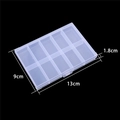 Transparent 10-compartment plastic jewelry organizer box measuring 13cm x 9cm x 1.8cm - 10-Grid Non-removable Clear Box