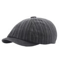 Casquette gavroche rayée gris foncé avec empiècements vintage et bord classique en coton - Réglable (57-60cm) / Gris