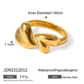 Gold stainless steel open pearl ring with waterproof and hypoallergenic features - Heart Open Design (JDR2312012)