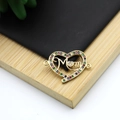 18K gold plated heart charm featuring Mom lettering and colorful micro-pave zircons - Mom Heart Simple Style
