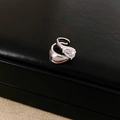 Macro shot of silver teardrop zircon ring with asymmetrical streamline metal design - Water Drop Pear Shape Zircon Style (11#)