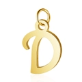 Polished gold-plated stainless steel letter D pendant for custom necklaces - Letter D