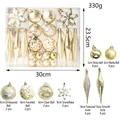 Golden Christmas tree ornament set featuring various sizes and snowflake pendants - Gold