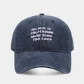 Retro washed navy denim baseball cap featuring white slogan embroidery and a soft top - Adjustable / Navy Blue