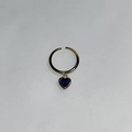 Anello aperto placcato oro regolabile con ciondolo a cuore in zircone blu profondo - Blu