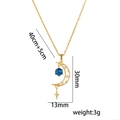 Collar celestial dorado con colgante de luna de circón azul y estrella con medidas - Luna Pequeña Estrella Azul (Dorado)